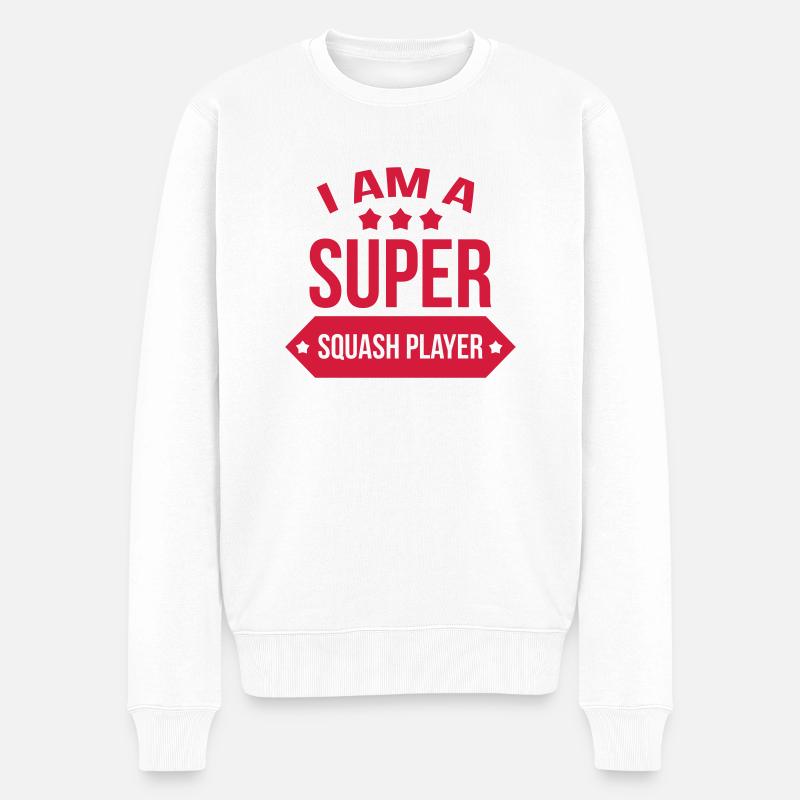 Super Squash Player / Sport - Männer Premium Bio Pullover - Weiß