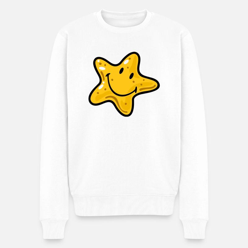Smiley Star Fish - Männer Premium Bio Pullover - Weiß