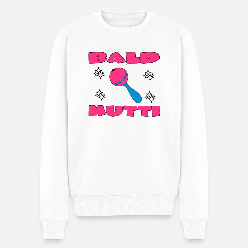 Bald mutti - Männer Premium Bio Pullover - Weiß