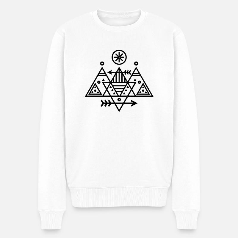 Motif triangulaire (flèches) 01 - Pull Premium bio Homme - blanc