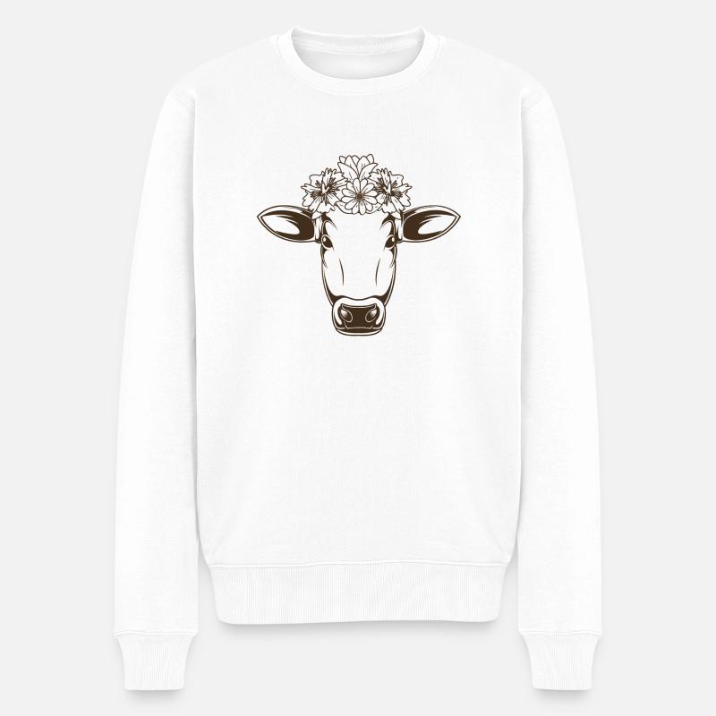Geschmückte Kuh Milchkuh Bauer Milchbauer melken - Männer Premium Bio Pullover - Weiß