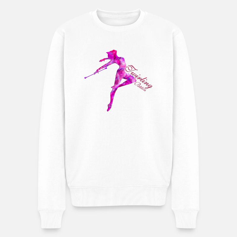 TWIRLING-BATON - Männer Premium Bio Pullover - Weiß