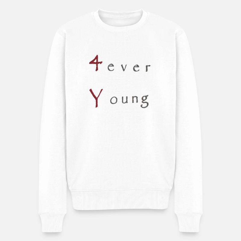 forever young - Männer Premium Bio Pullover - Weiß