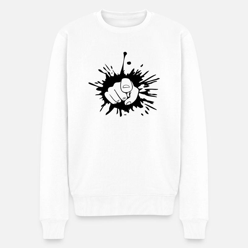 Tropfen Klecks Hand - Männer Premium Bio Pullover - Weiß