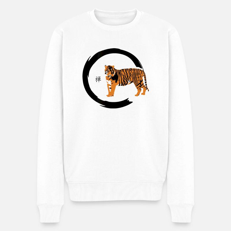 Zen Tiger - Männer Premium Bio Pullover - Weiß