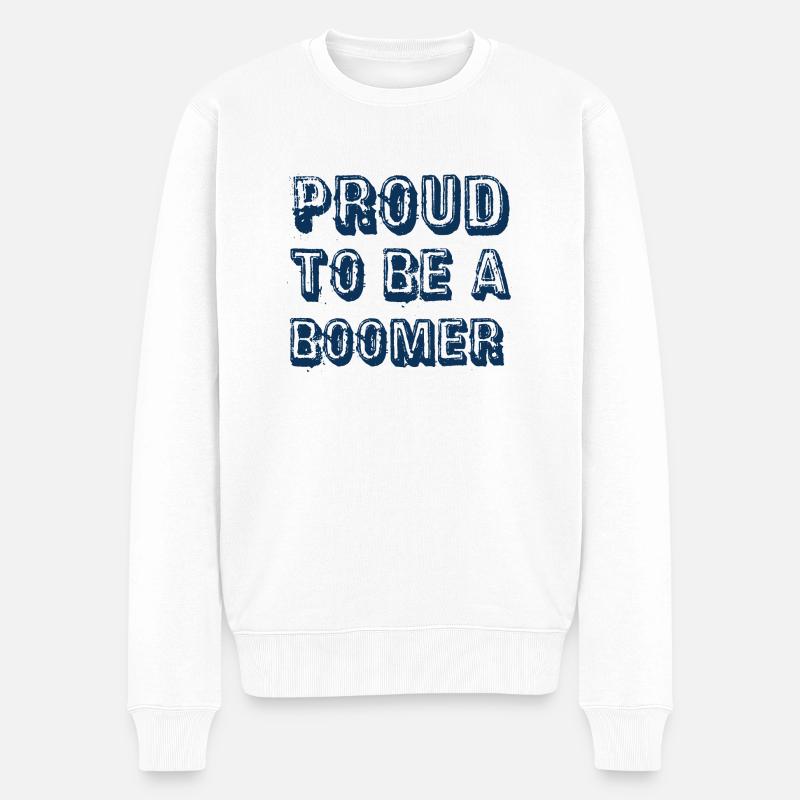 Proud to be a boomer - Männer Premium Bio Pullover - Weiß