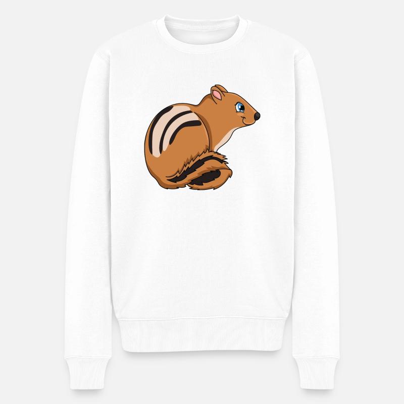 Streifenhörnchen - Männer Premium Bio Pullover - Weiß