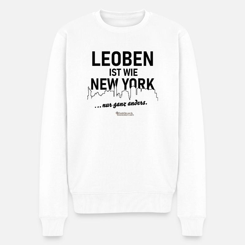 Leoben ist wie New York - Männer Premium Bio Pullover - Weiß
