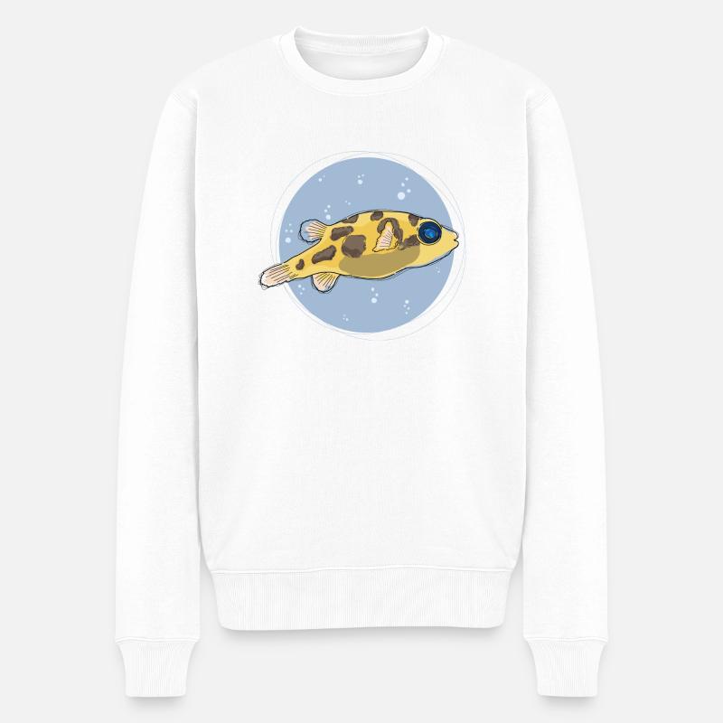 Pea Puffer ,puffer, kugelfisch - Männer Premium Bio Pullover - Weiß