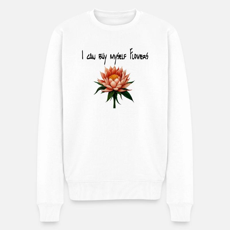 I can buy myself flowers - Männer Premium Bio Pullover - Weiß