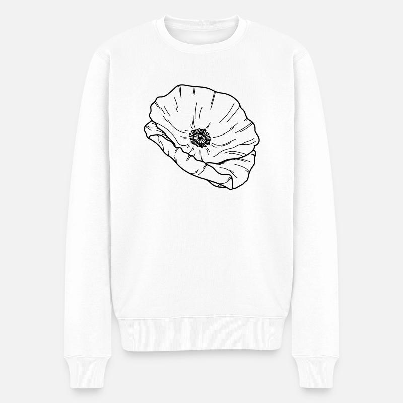 Mohn Blume Blüte - Männer Premium Bio Pullover - Weiß