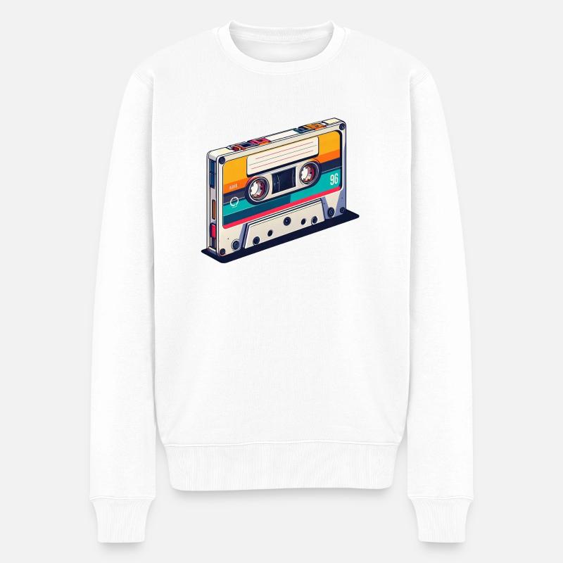 Retro-Musik auf Kassette - Männer Premium Bio Pullover - Weiß