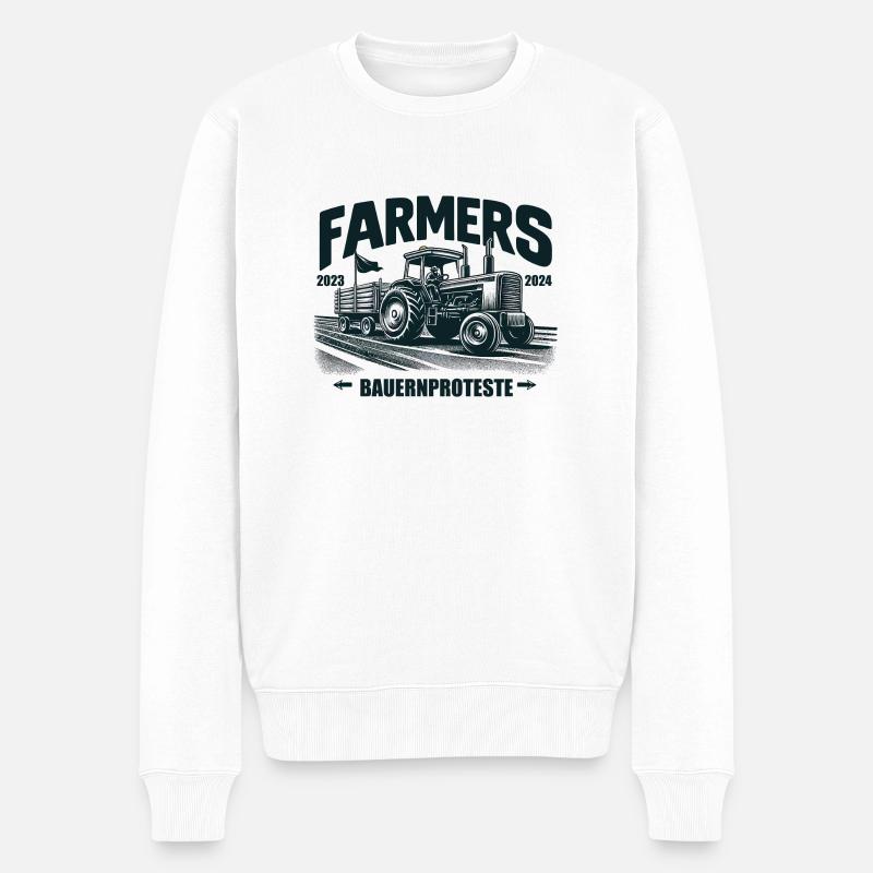 Bauernproteste 2023 - 2024 Farmer protests - Männer Premium Bio Pullover - Weiß