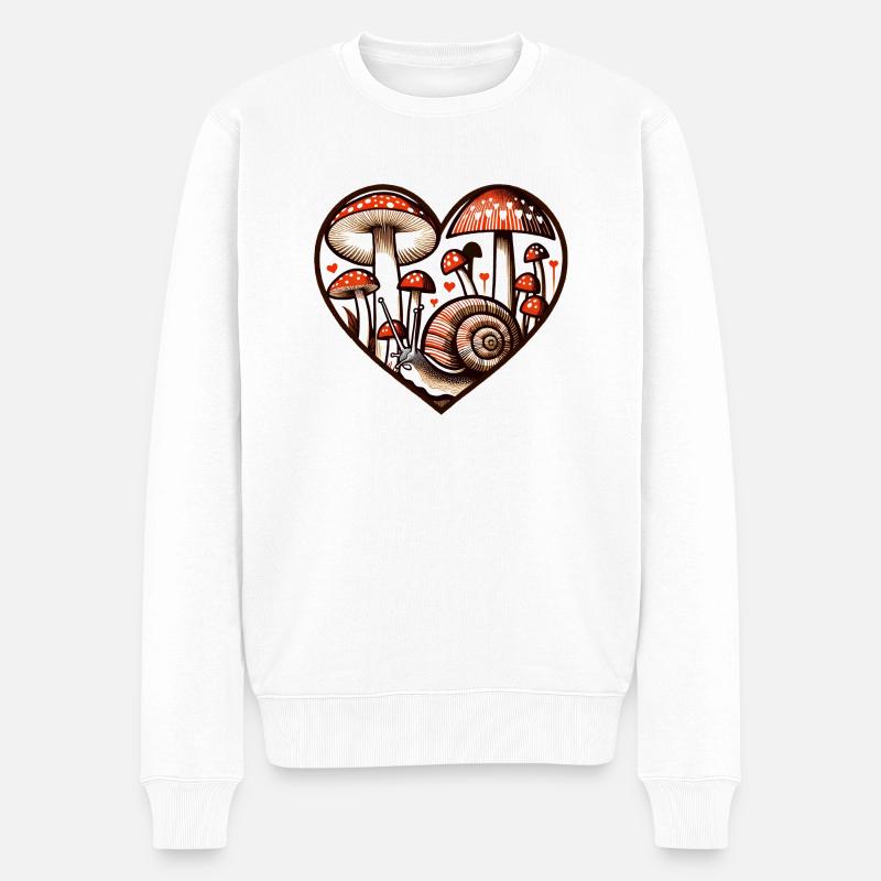 Pilz-Schnecke - Männer Premium Bio Pullover - Weiß