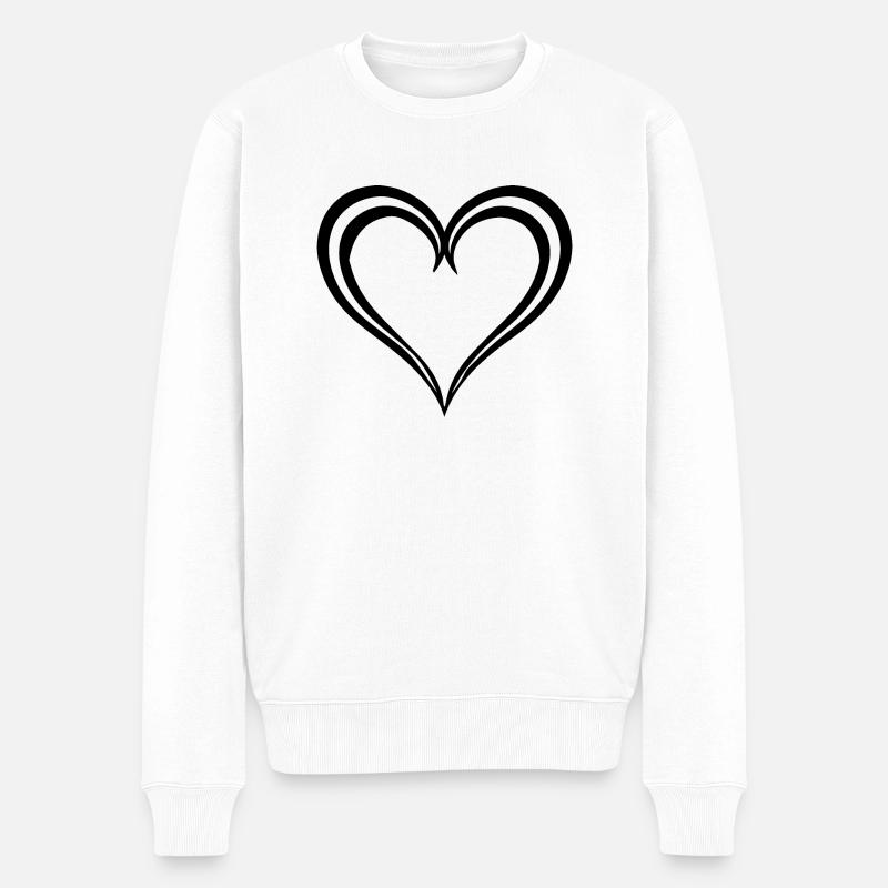 Herz - Männer Premium Bio Pullover - Weiß