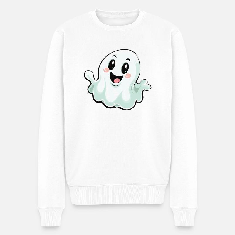 ghost funny - Männer Premium Bio Pullover - Weiß