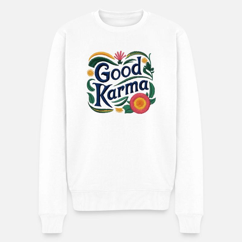 Gutes Karma - Männer Premium Bio Pullover - Weiß