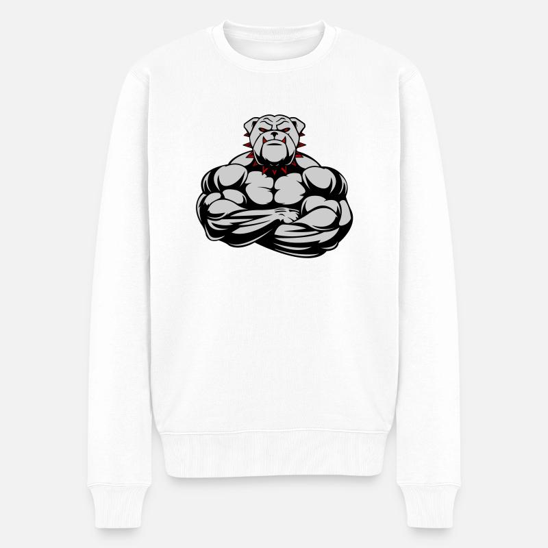 strong bulldog 02 - Männer Premium Bio Pullover - Weiß