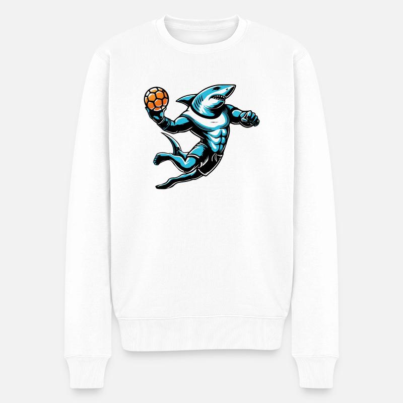 Le requin beach handballeur - Pull Premium bio Homme - blanc