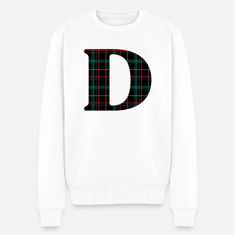 Schottisches Tartan-Monogramm - Männer Premium Bio Pullover - Weiß