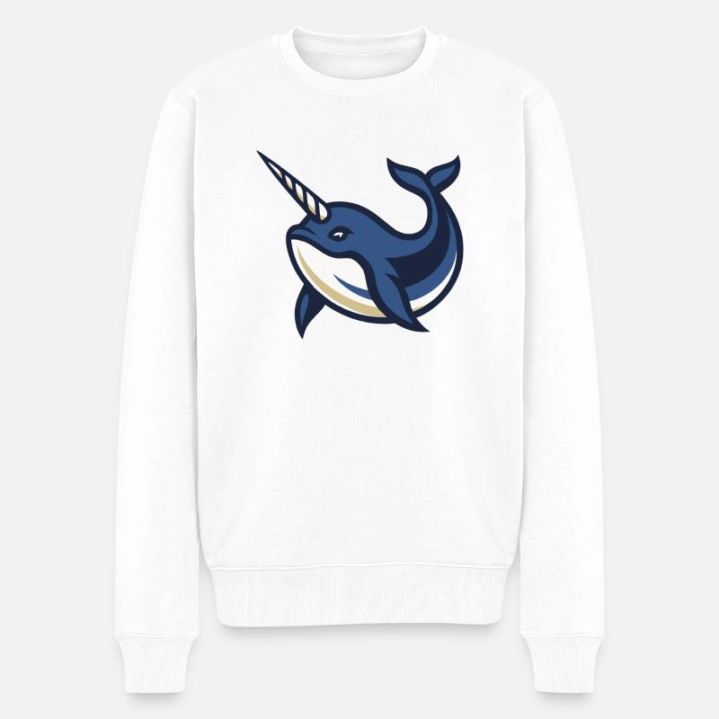Narwal-Ozean-Horn - Männer Premium Bio Pullover - Weiß