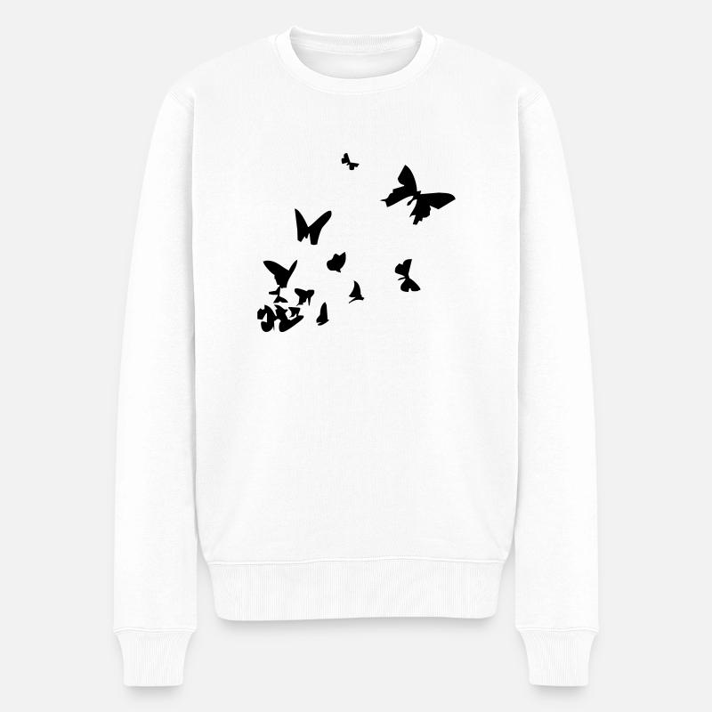 Schmetterlinge - Männer Premium Bio Pullover - Weiß