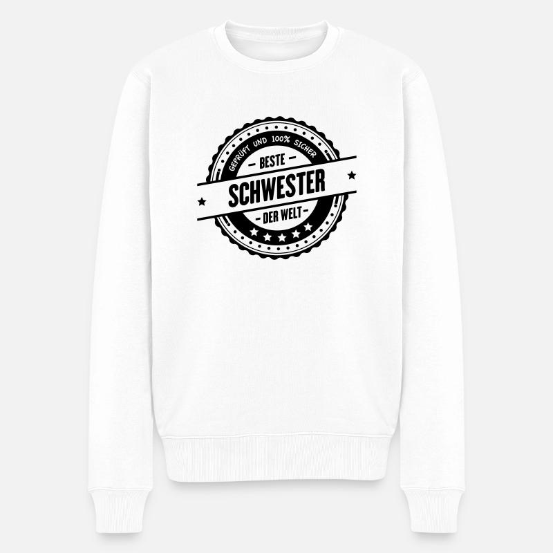 Beste Schwester - Männer Premium Bio Pullover - Weiß