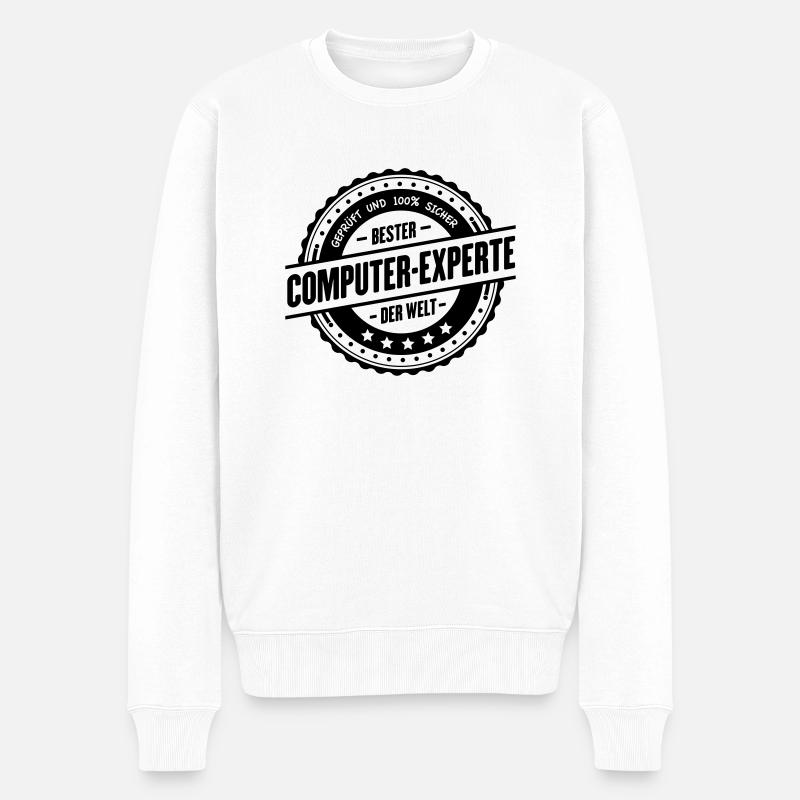 Bester Computer-Experte - Männer Premium Bio Pullover - Weiß