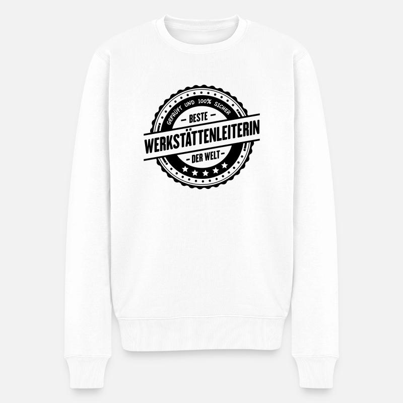 Beste Werkstättenleiterin - Männer Premium Bio Pullover - Weiß