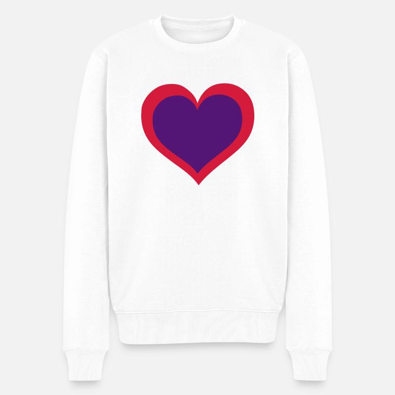 herz - Männer Premium Bio Pullover - Weiß