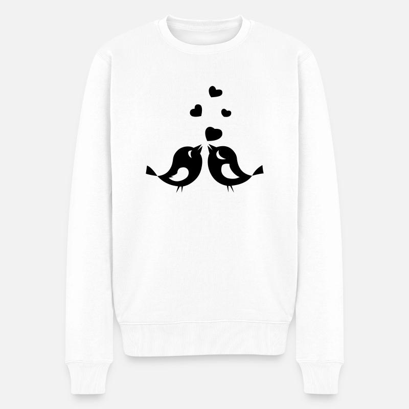 Vögel Liebe - Männer Premium Bio Pullover - Weiß