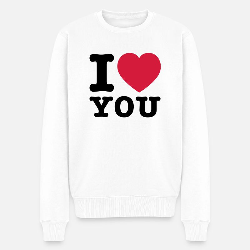 I Love You 2 - Männer Premium Bio Pullover - Weiß