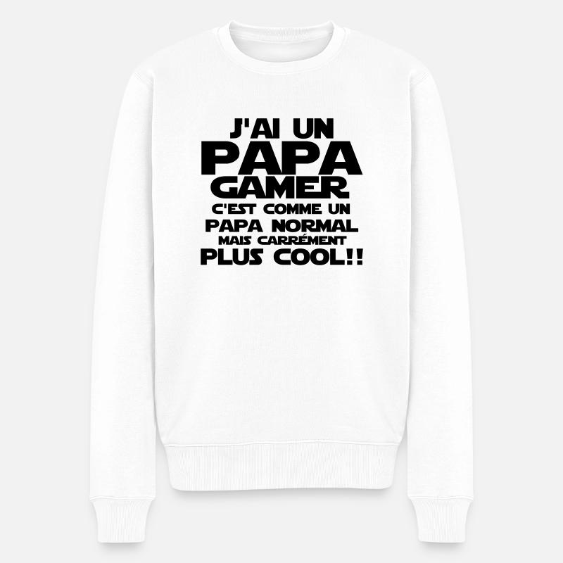 j'ai un papa gamer - Pull Premium bio Homme - blanc