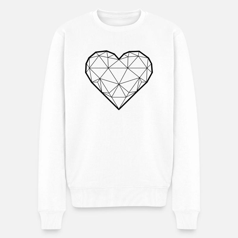 Herz 3D - Geschenkidee - Männer Premium Bio Pullover - Weiß