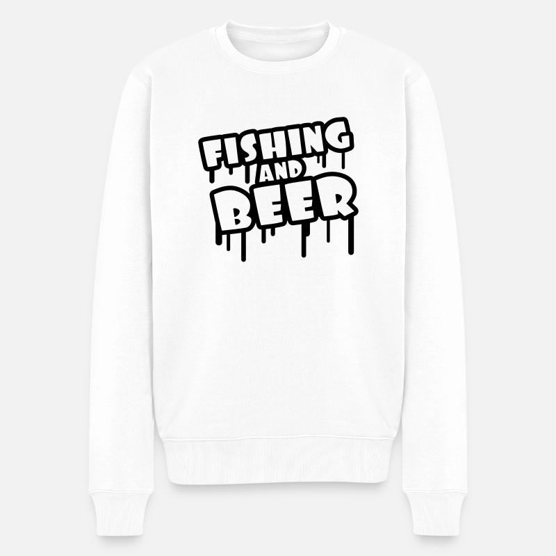 Fishing And Beer Graffiti - Männer Premium Bio Pullover - Weiß