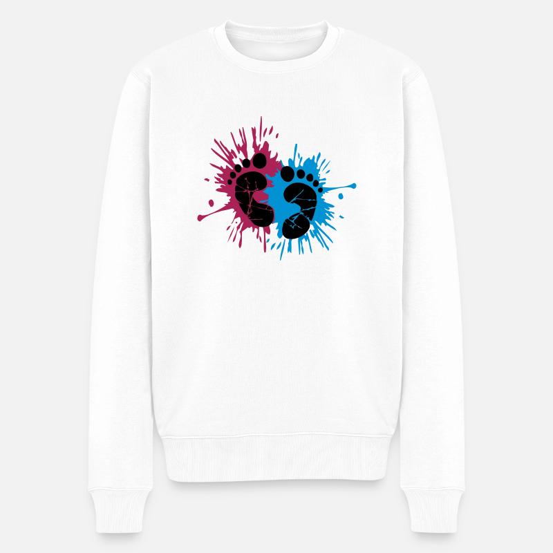 Tinte Baby Füße - Männer Premium Bio Pullover - Weiß