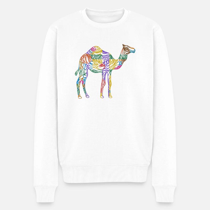 Kamel - Männer Premium Bio Pullover - Weiß