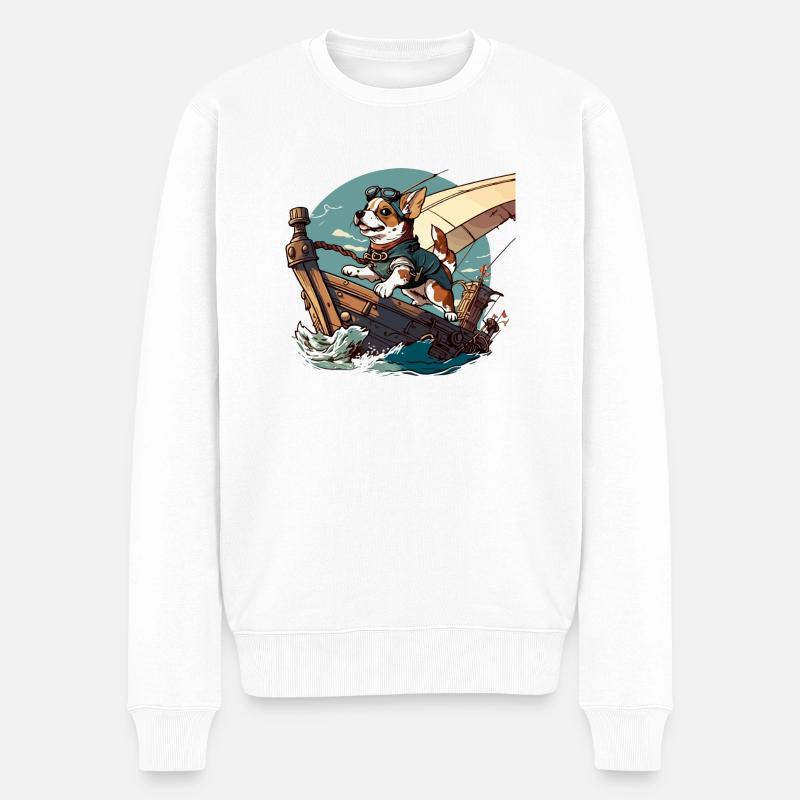 Liko der Piratenhund - Männer Premium Bio Pullover - Weiß