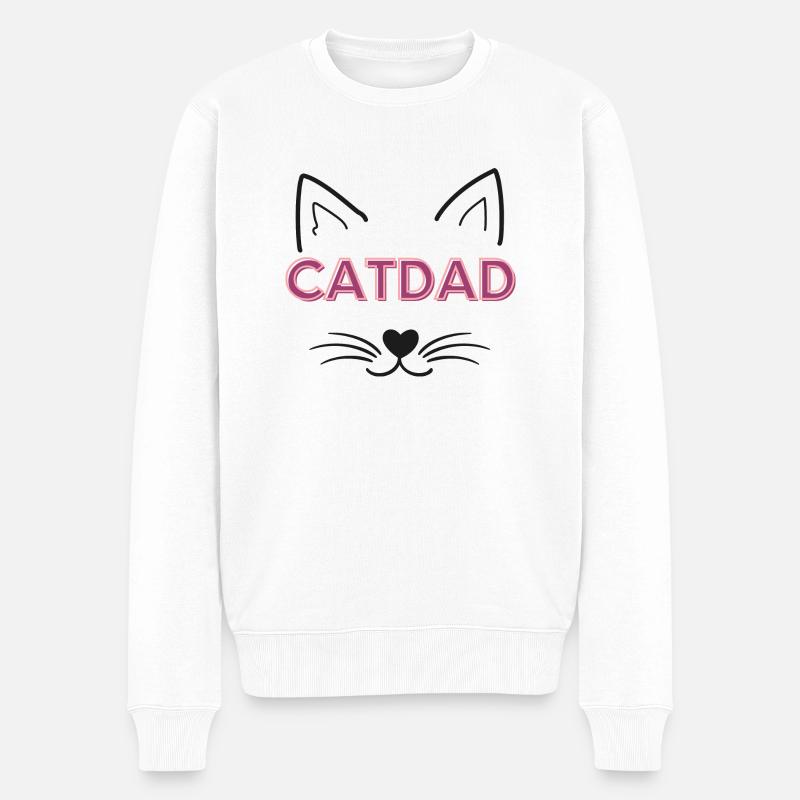 Papa chat - Pull Premium bio Homme - blanc