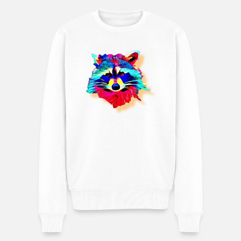 Raton laveur arc-en-ciel - Pull Premium bio Homme - blanc