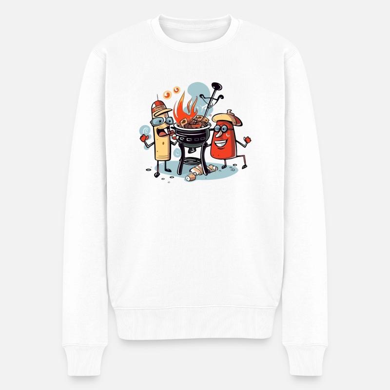 Bili et Bilo au Barbecue - Pull Premium bio Homme - blanc