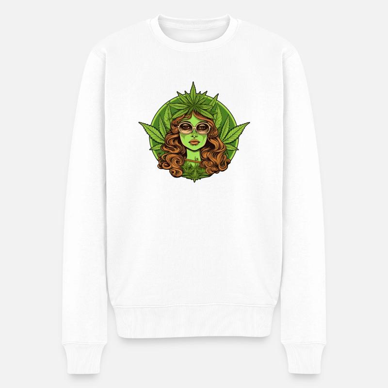 Marijuana - Déesse verte - Pull Premium bio Homme - blanc