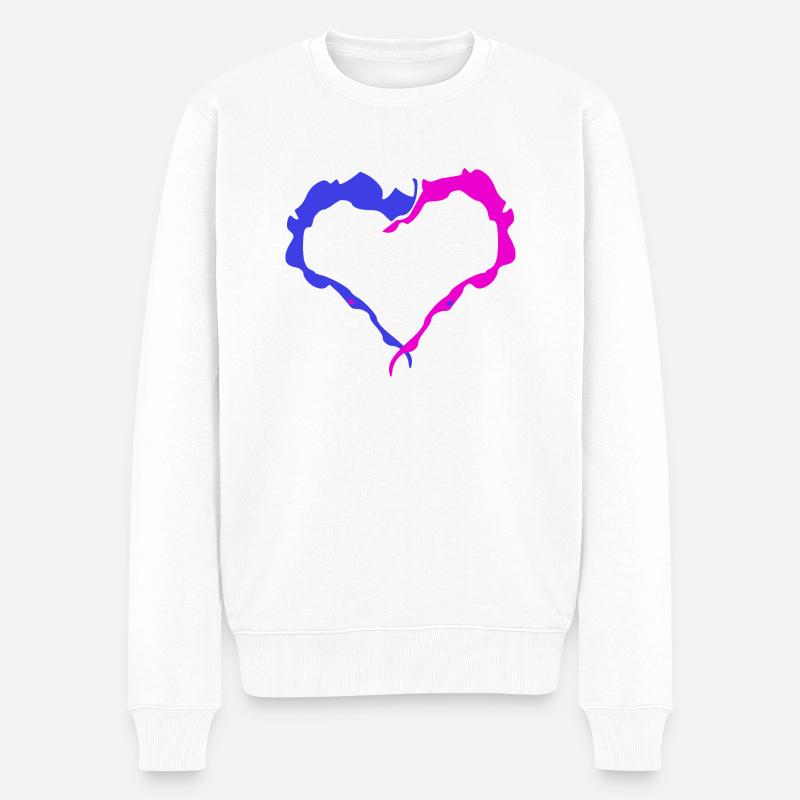 Coeur rose et bleu - Pull Premium bio Homme - blanc