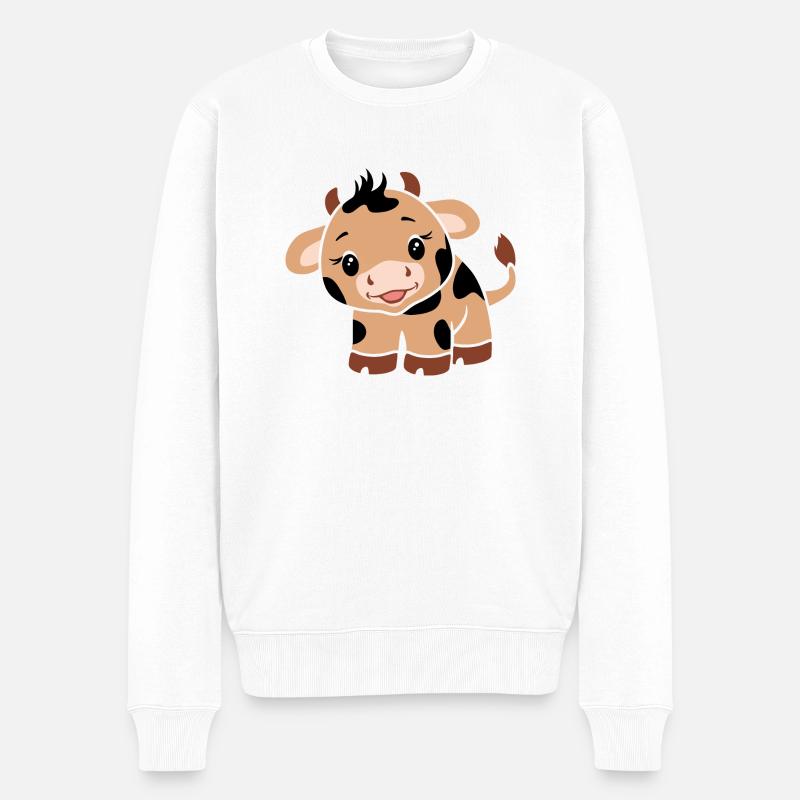 Bébé taureau surpris - Pull Premium bio Homme - blanc