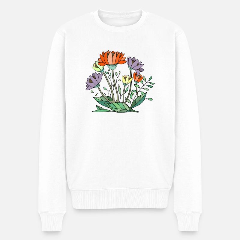 Blumen - Männer Premium Bio Pullover - Weiß