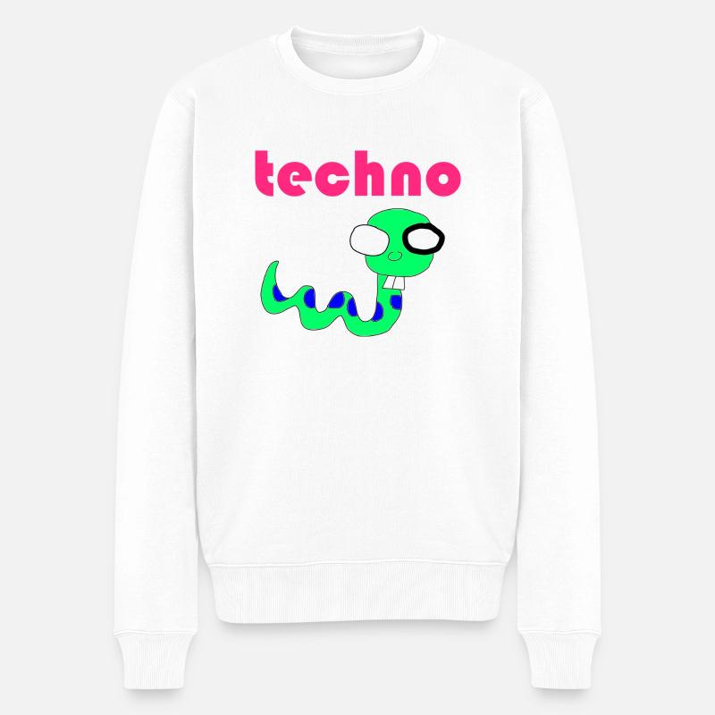 techno wurm - Männer Premium Bio Pullover - Weiß