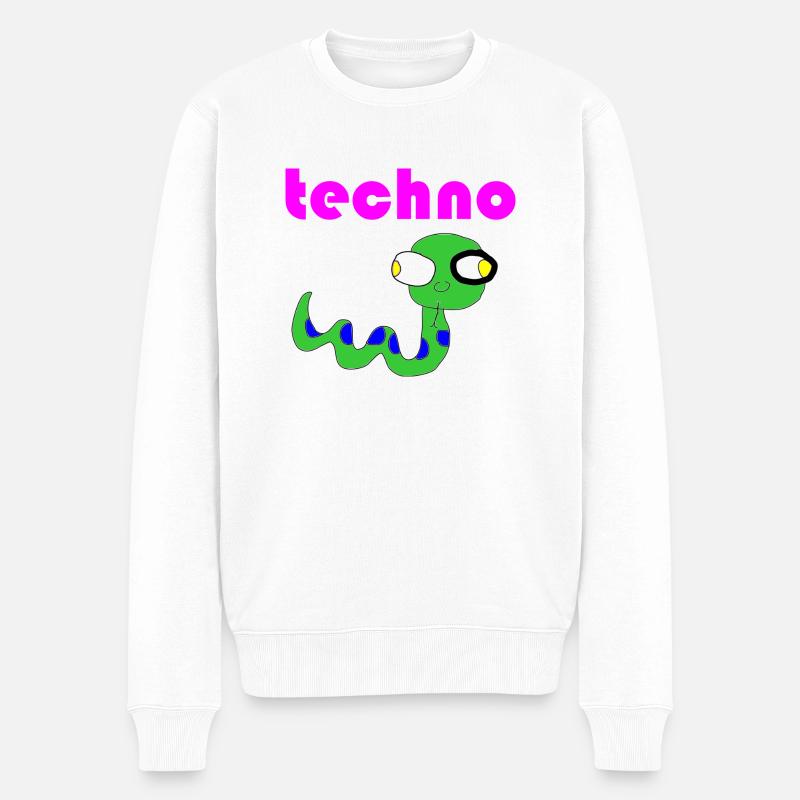 techno schlange - Männer Premium Bio Pullover - Weiß