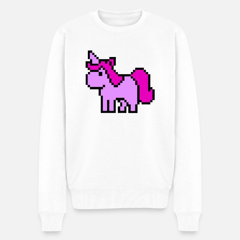 pixel einhorn 002 - Männer Premium Bio Pullover - Weiß
