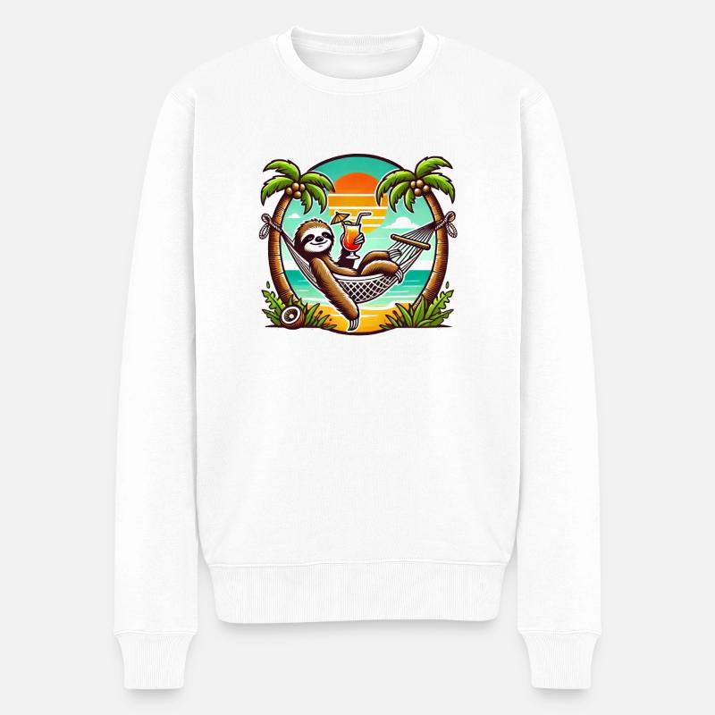 Sloth in the hammock - Men's Premium Organic Jumper - white