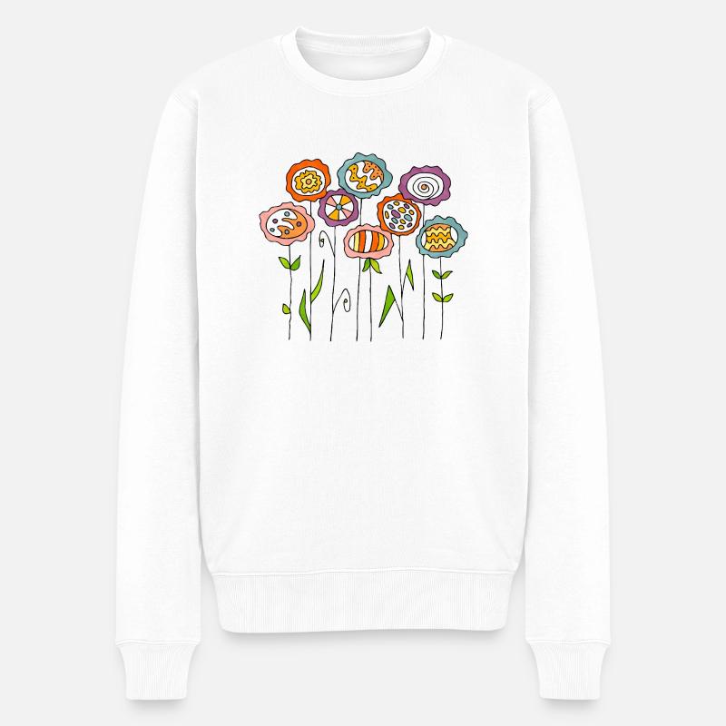 Blumen - Männer Premium Bio Pullover - Weiß